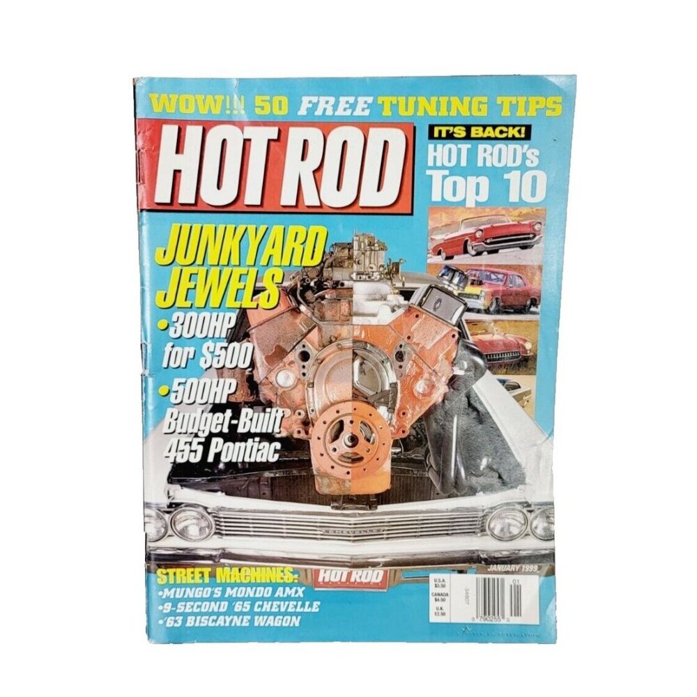 Vintage HOT ROD January 1999 Junkyard Jewels Hot Rods Top 10 Magazine
